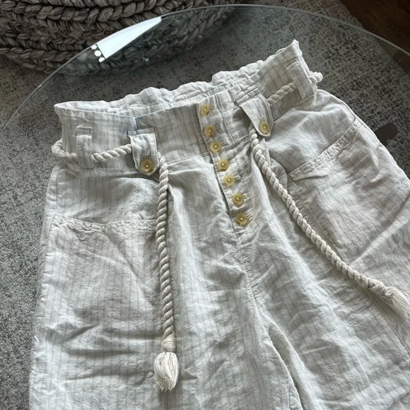 Maeve Anthropologie Wide Leg Linen Blend new High Rise Barrel Boho Summer Siez 8 - Picture 3 of 15